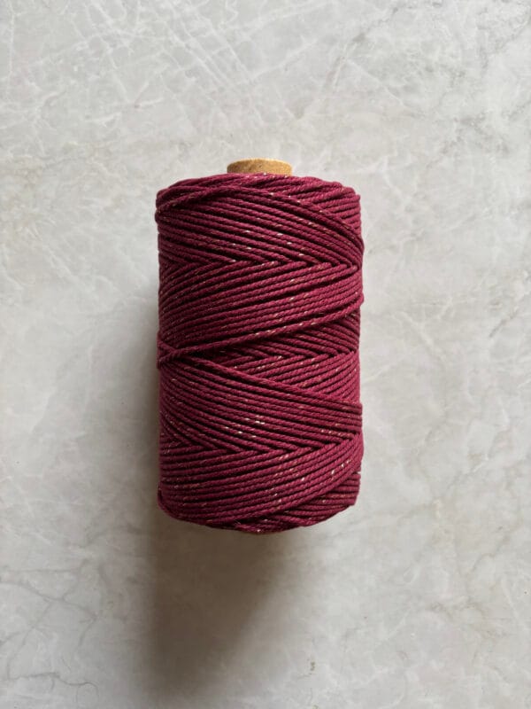 Wine with Golden Zari 2mm Twisted