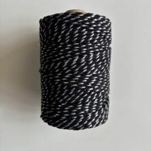 Black with Silver Zari 3mm Twisted