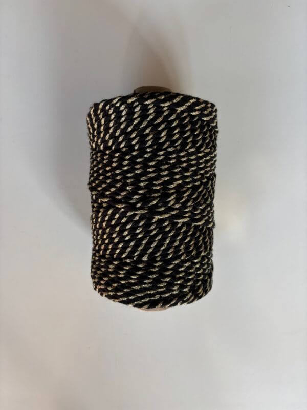 Black with Golden Zari 3mm Twisted