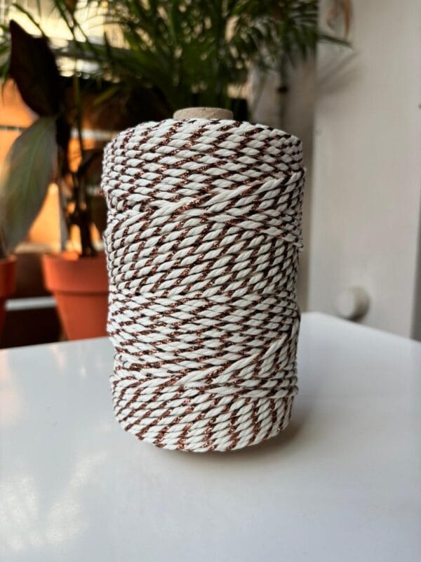 Offwhite with Copper Zari 3mm Twisted