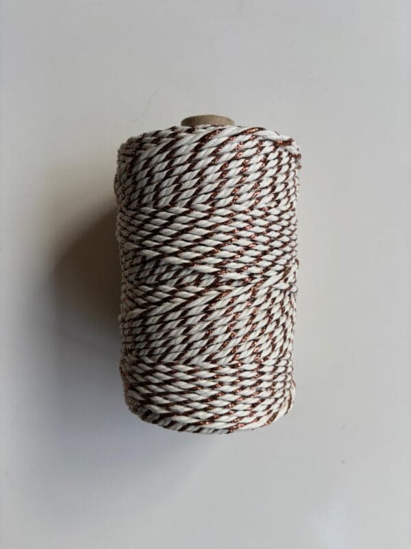 Offwhite with Copper Zari 3mm Twisted