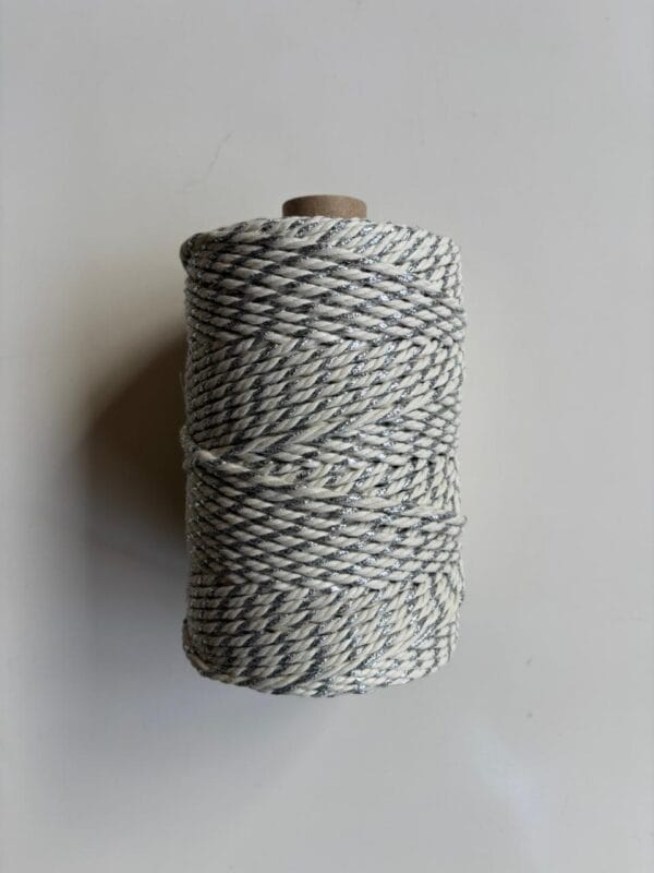 Offwhite with Silver Zari 3mm Twisted