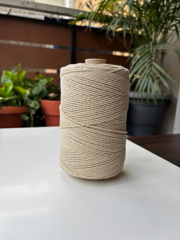 Offwhite with Double Golden Zari 2mm Twisted