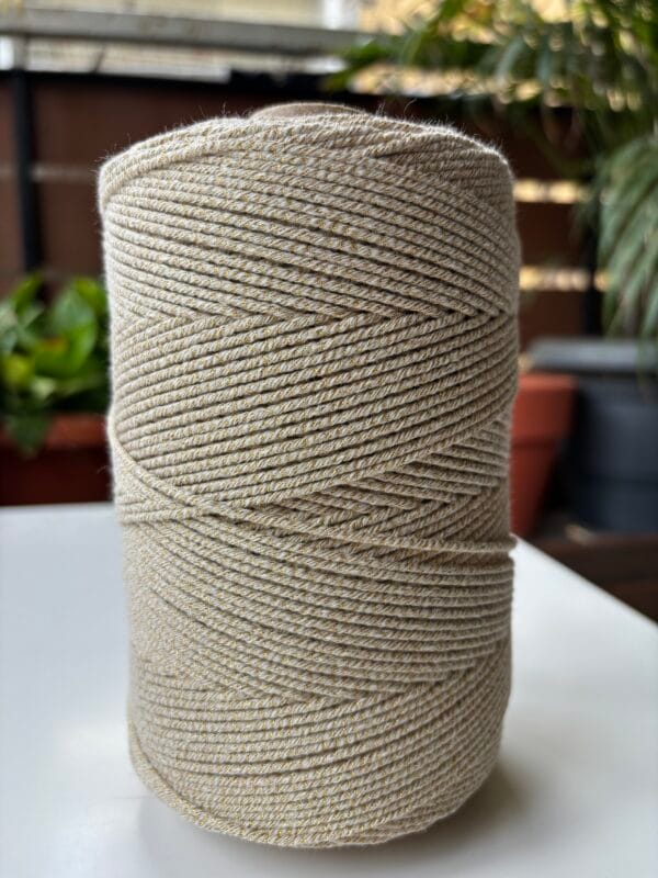 Offwhite with Double Golden Zari 2mm Twisted